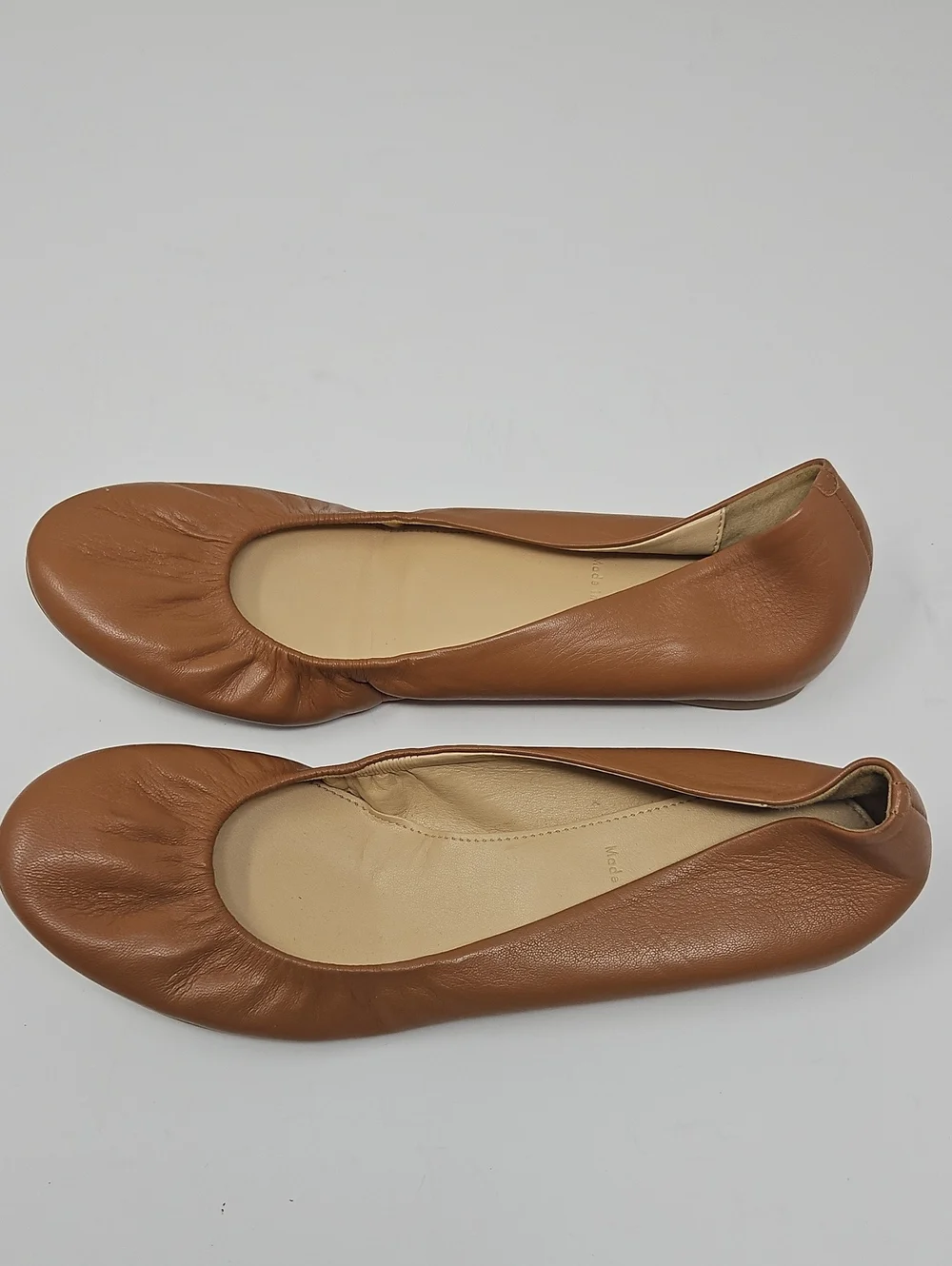 J. Crew Made In Italy Leather Tan Ballet Flats Women's 7 Comfort Minimalist